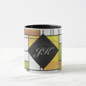 Mondrian Brown Yellow Green Print Mok (Midden)