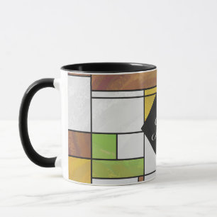 Mondrian Brown Yellow Green Print Mok
