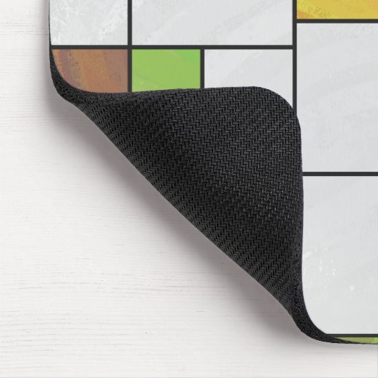 Mondrian Brown Yellow Green Print Muismat (Hoek)