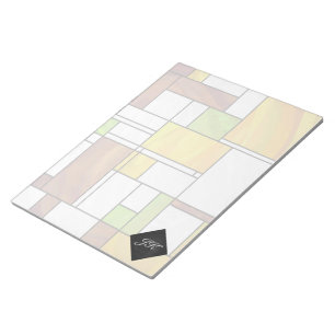 Mondrian Brown Yellow Green Print Notitieblok