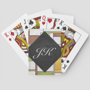 Mondrian Brown Yellow Green Print Speelkaarten