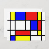 Mondrian, carte postale parodique de composition (Devant / Derrière)