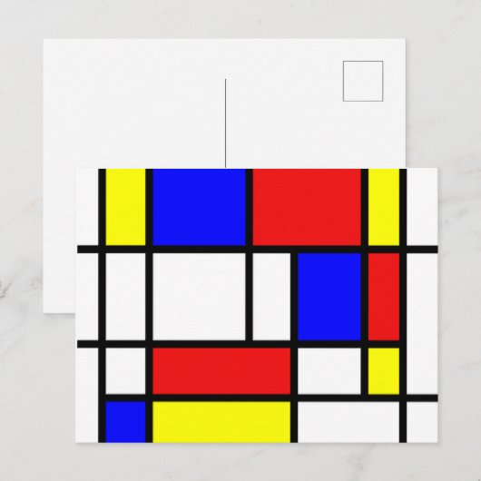 Mondrian, carte postale parodique de composition (Devant / Derrière)