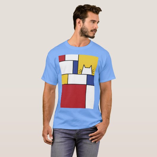 Mondrian Cat boy girl retro T-shirt (Voorkant volledig)