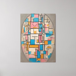 MONDRIAN - COMP. IN OVAAL MET KLEURVLAKKEN 1 1914 CANVAS AFDRUK