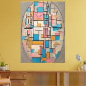 MONDRIAN - COMP. IN OVAAL MET KLEURVLAKKEN 1 1914 CANVAS AFDRUK (Insitu (Woonkamer))