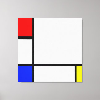 MONDRIAN - COMPOSITIE IV met ROOD, BLAUW & GEEL Canvas Afdruk