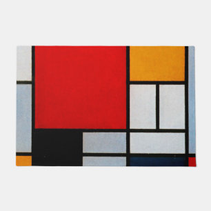 Mondrian - Compositie met groot rood vlak Deurmat