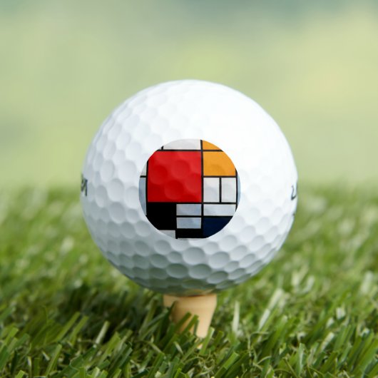 Mondrian - Compositie met groot rood vlak Golfballen (Insitu Shirt)