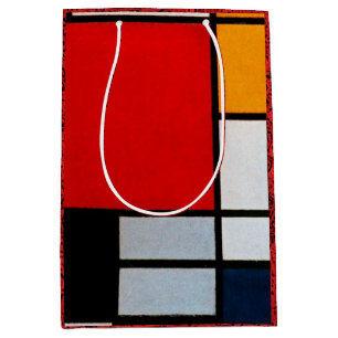 Mondrian - Compositie met groot rood vlak Medium Cadeauzakje