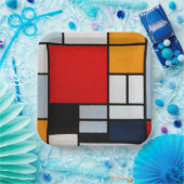 Mondrian - Compositie met groot rood vlak Papieren Bordje (Feest)