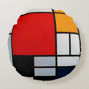 Mondrian - Compositie met groot rood vlak Rond Kussen