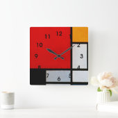 Mondrian - Compositie met groot rood vlak Vierkante Klok (Huis)