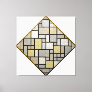 MONDRIAN - COMPOSITIE MET RASTER 5: RUIT - 1919 CANVAS AFDRUK