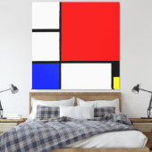MONDRIAN - COMPOSITIE Nr. II met ROOD BLAUW GEEL Canvas Afdruk (Insitu (Slaapkamer))