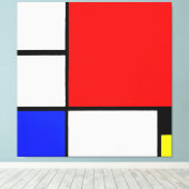 MONDRIAN - COMPOSITIE Nr. II met ROOD BLAUW GEEL Canvas Afdruk (Insitu (Houten vloer))