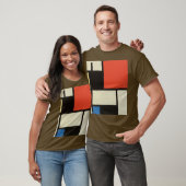 Mondrian Composition Modern Abstract Brown T-shirt (Unisex)