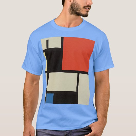 Mondrian Composition Modern Abstract Carolina Blue T-shirt (Voorkant)