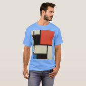 Mondrian Composition Modern Abstract Carolina Blue T-shirt (Voorkant volledig)