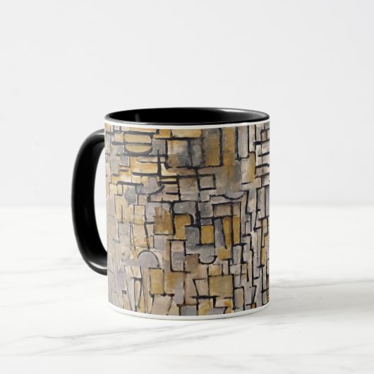 Mondrian Cubist Transition Art Morphing Mug (Devant gauche)