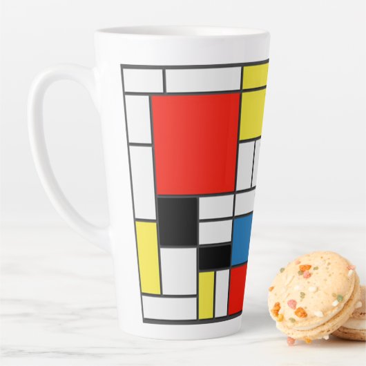 Mondrian De Stijl Art Latte Mok (In situ)