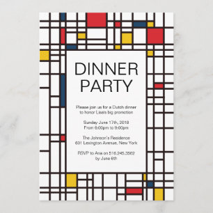 Mondrian de Stijl Geometric Pattern Partij Kaart