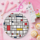 Mondrian De Stijl Papieren Bordje (Feest)
