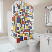 Mondrian De Stijl Pattern Douchegordijn (In situ)