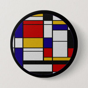Mondrian De Stijl Ronde Button 7,6 Cm