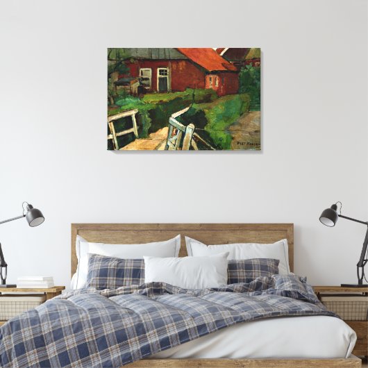 Mondrian - Farm Building with Bridge Canvas Afdruk (Insitu (Slaapkamer))