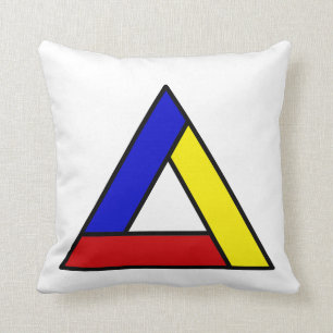 Mondrian geïnspireerde abstracte driehoekskunst kussen