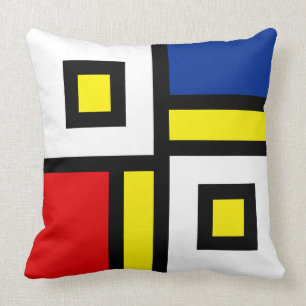 Mondrian geïnspireerde abstracte kunst kussen