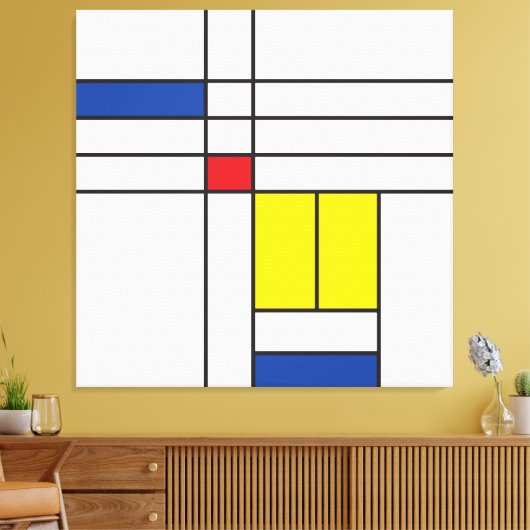 Mondrian II Minimalist de Stijl Modern Art Design Canvas Afdruk (Insitu (Woonkamer))