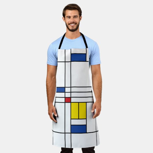 Mondrian II Minimalist de Stijl Modern Art Design Schort (Gedragen)