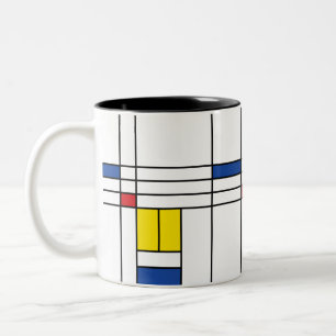 Mondrian II Minimalist de Stijl Modern Art Design Tweekleurige Koffiemok