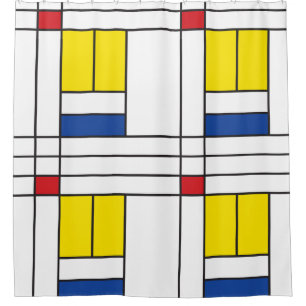 Mondrian II Minimalistische De Stijl Moderne Kunst Douchegordijn