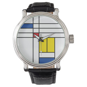 Mondrian II Minimalistische De Stijl Moderne Kunst Horloge