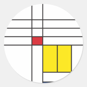 Mondrian II Minimalistische De Stijl Moderne Kunst Ronde Sticker