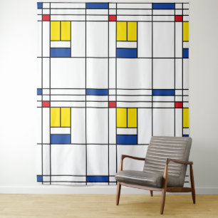 Mondrian II Minimalistische De Stijl Moderne Kunst Wandkleed