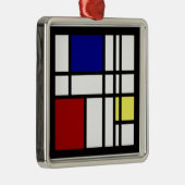 Mondrian Impression Art Metalen Ornament (Rechts)