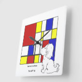 Mondrian Inspired Chamomile Vierkante Klok (Hoek)