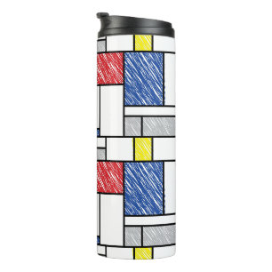 Mondrian Krabbels Minimalistische De Stijl Moderne Thermosbeker