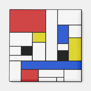 Mondrian Lijnen 2 Inch Vierkante Magneet