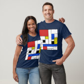 Mondrian Lines Mannen Dark T-Shirt (Unisex)