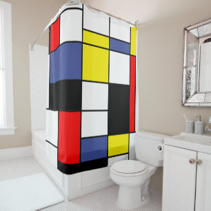 Mondrian, minimalistisch douchegordijn