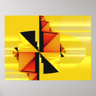 Mondrian Modern Abstracte Fractal Art Poster