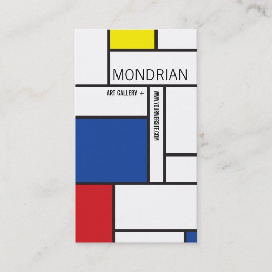 Mondrian Modern Art de Stijl Minimalist Abstract Visitekaartje (Voorkant)