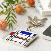 Mondrian Modern Art Sleutelhanger (Zijkant)