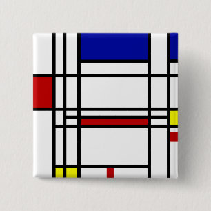 Mondrian Modern Art Vierkante Button 5,1 Cm