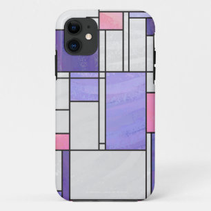 Mondrian Pink Paars White Print iPhone 11 Hoesje